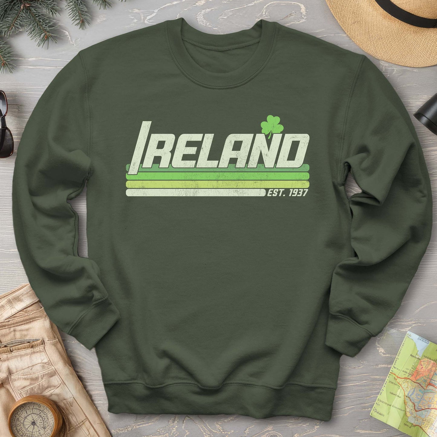 Ireland Retro Stripe Crewneck Sweatshirt