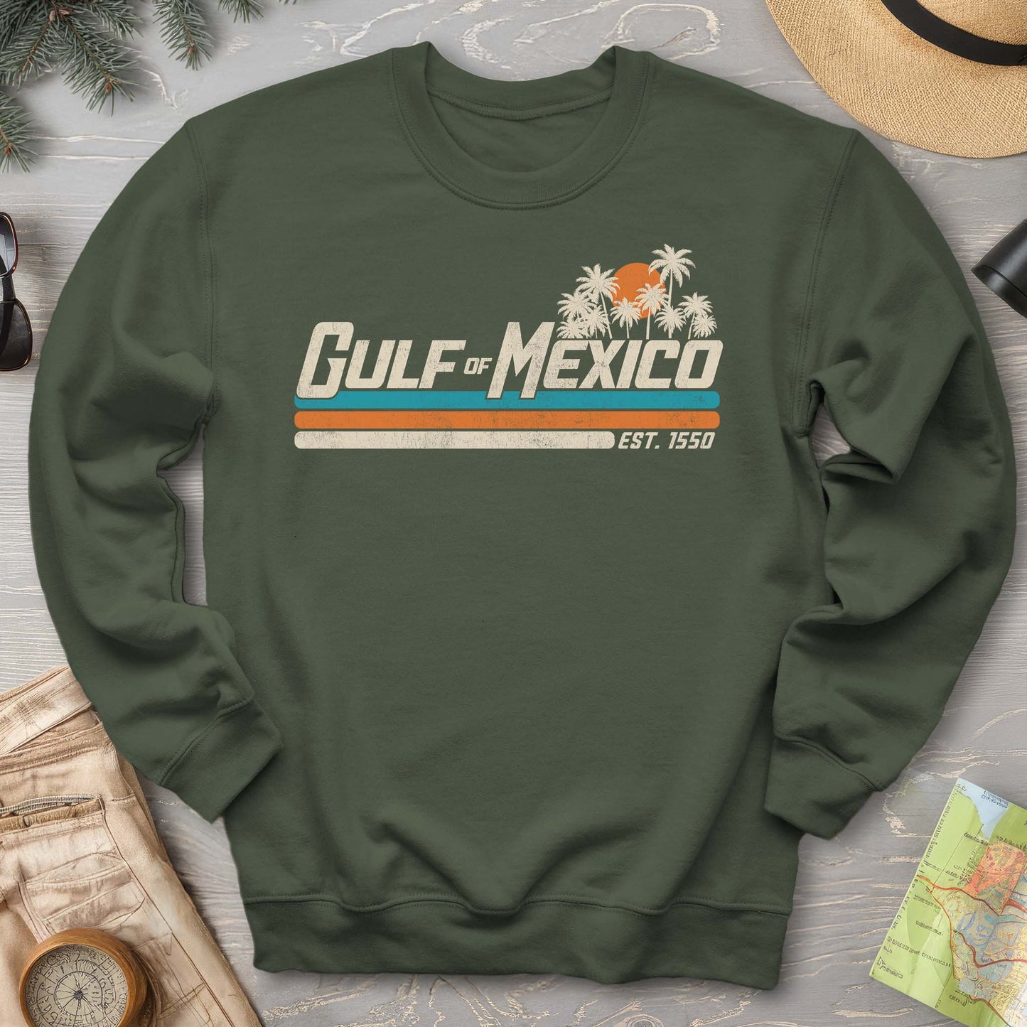 Gulf of Mexico Retro Stripe Crewneck Sweatshirt