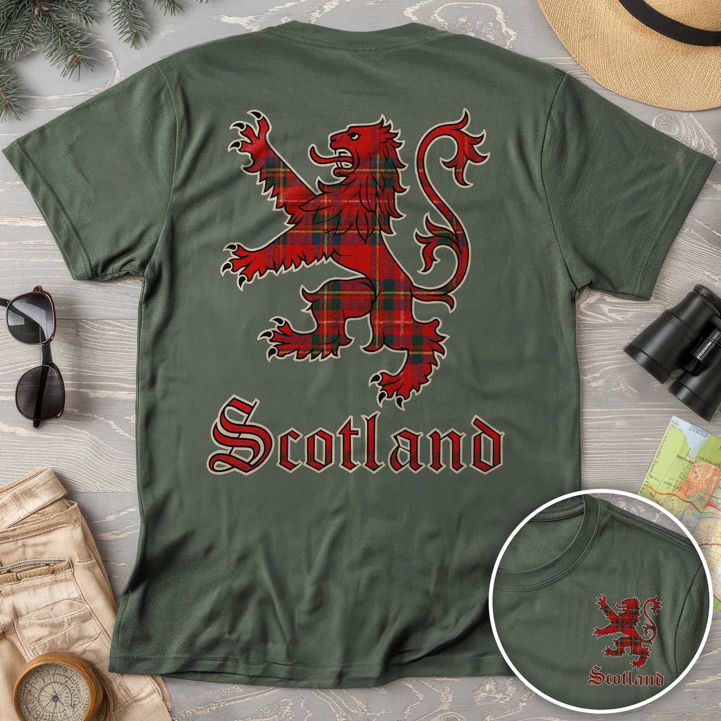 Scotland Tartan Lion Front/Back Print T-shirt