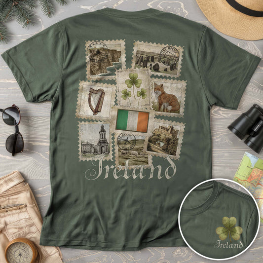 Ireland Vintage Stamps Front/Back Print Comfort Colors T-shirt