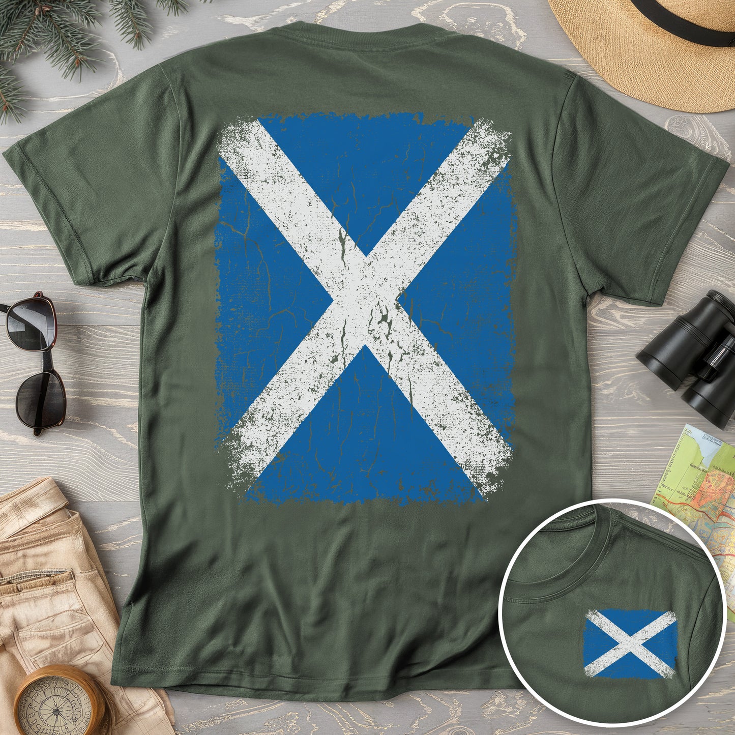Scotland Distressed Flag Front/Back Print T-Shirt