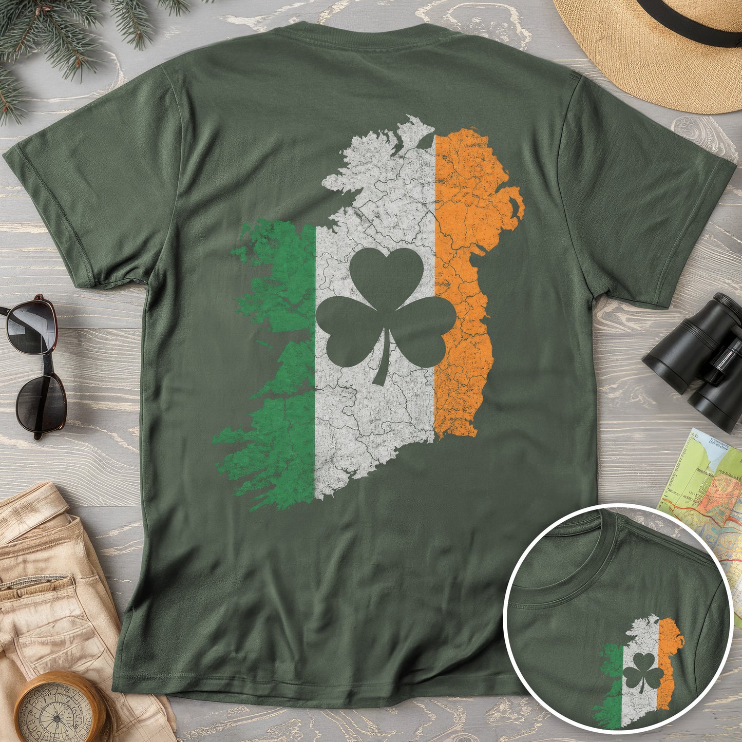 TriColor Ireland Front/Back Print T-Shirt