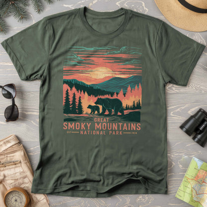 Great Smoky Mountains Sunset Bears T-Shirt
