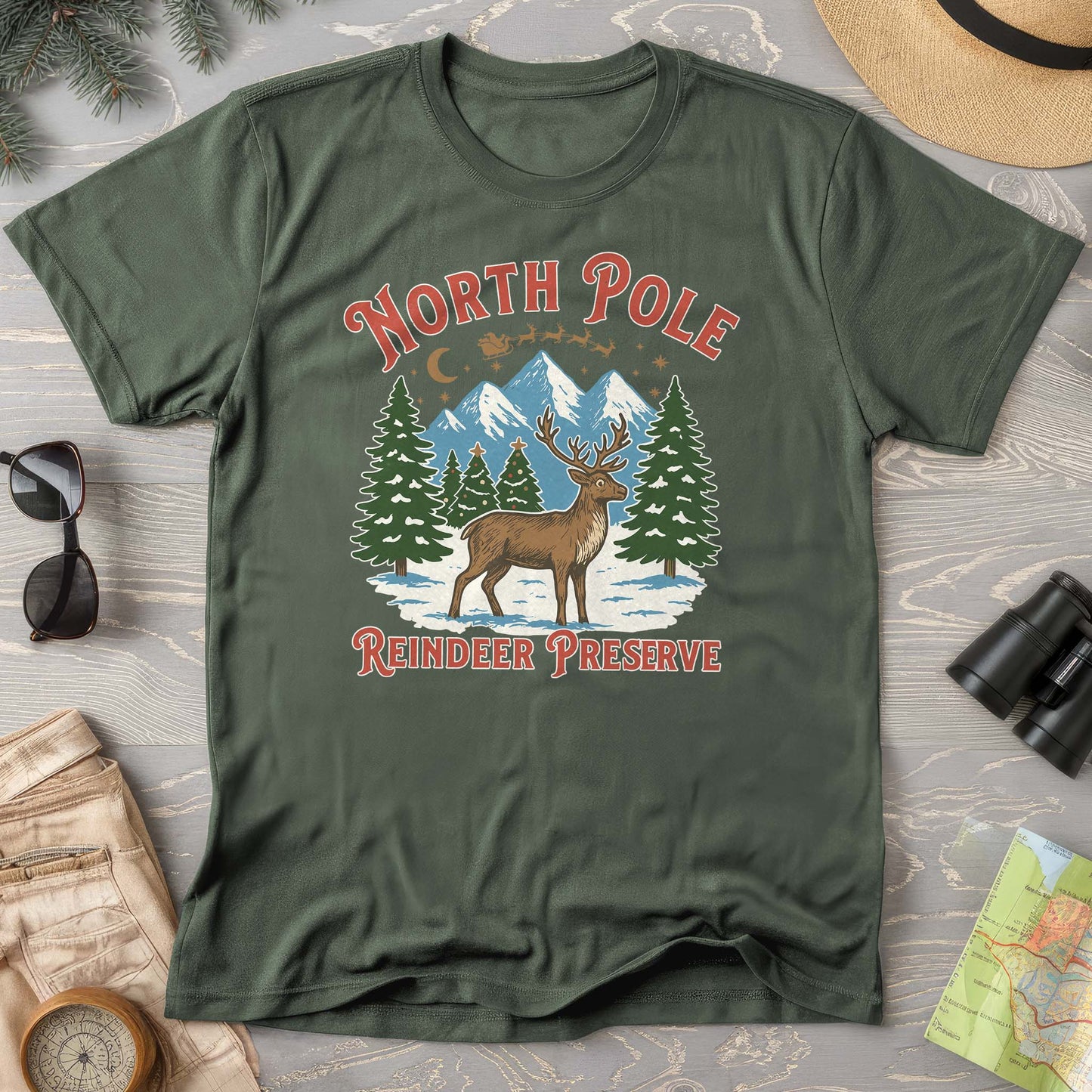 North Pole Reindeer Preserve Comfort Colors T-Shirt