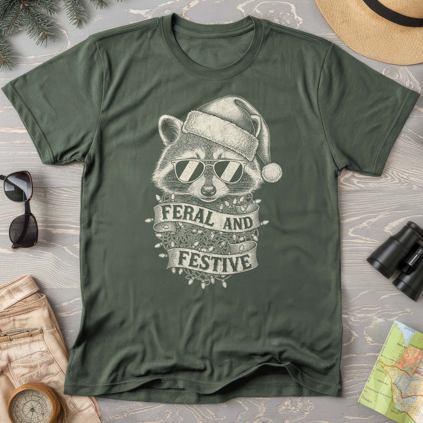 Feral and Festive Racoon Comfort Colors T-shirt