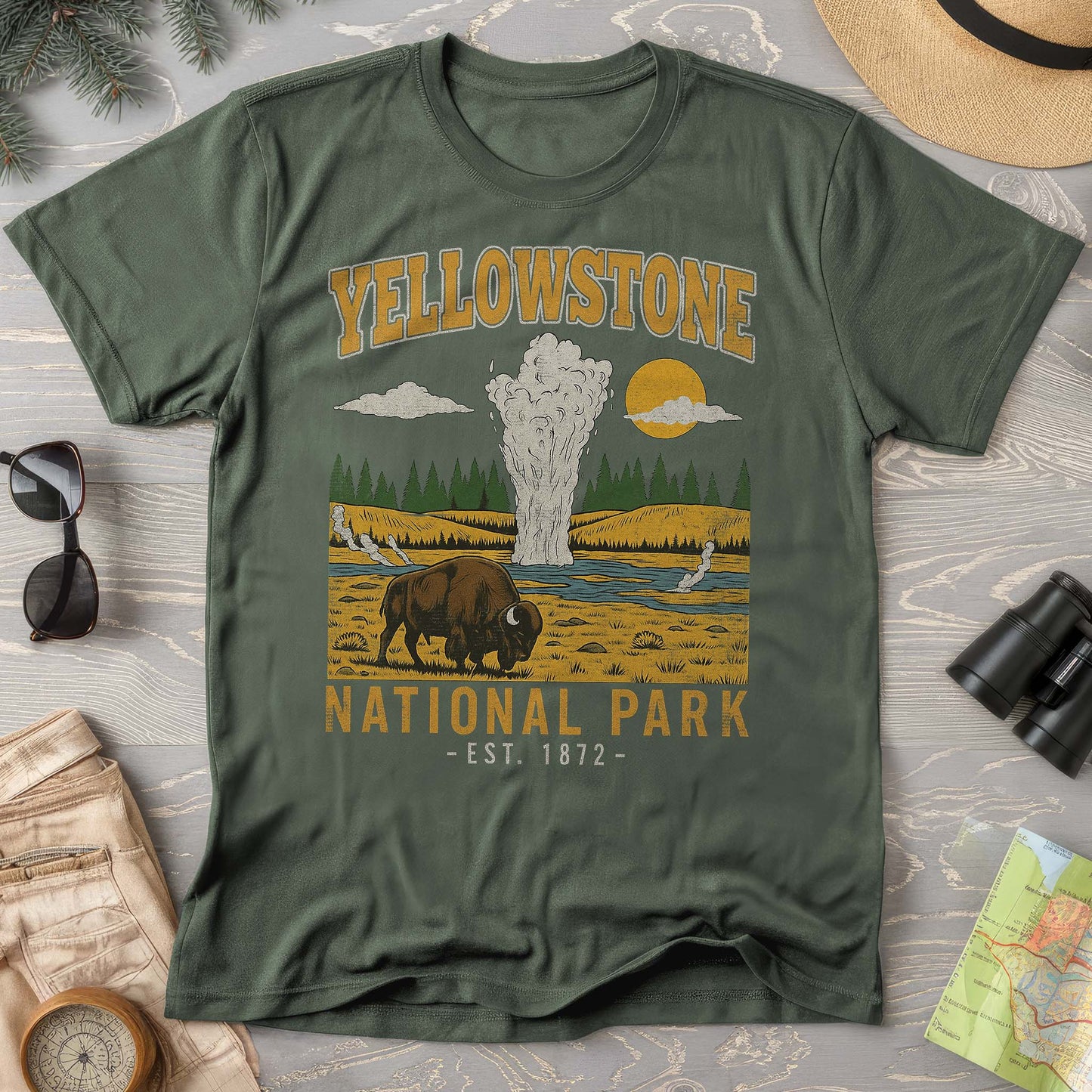 Yellowstone Old Faithful Buffalo Comfort Colors T-shirt