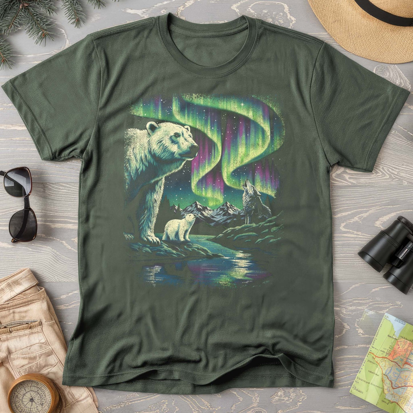 Northern Lights Polar Bears T-shirt