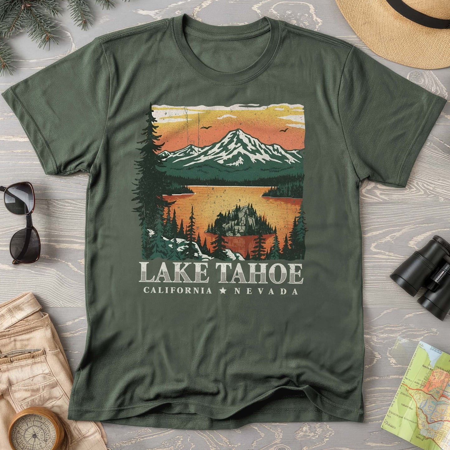 Lake Tahoe Emerald Bay Sunset Comfort Colors T-shirt
