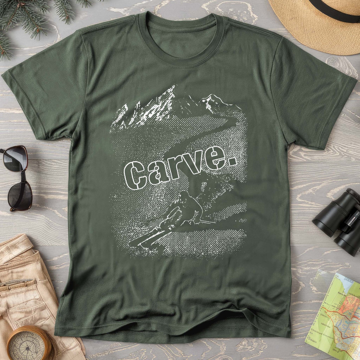 Carve Ski Print Comfort Colors T-shirt