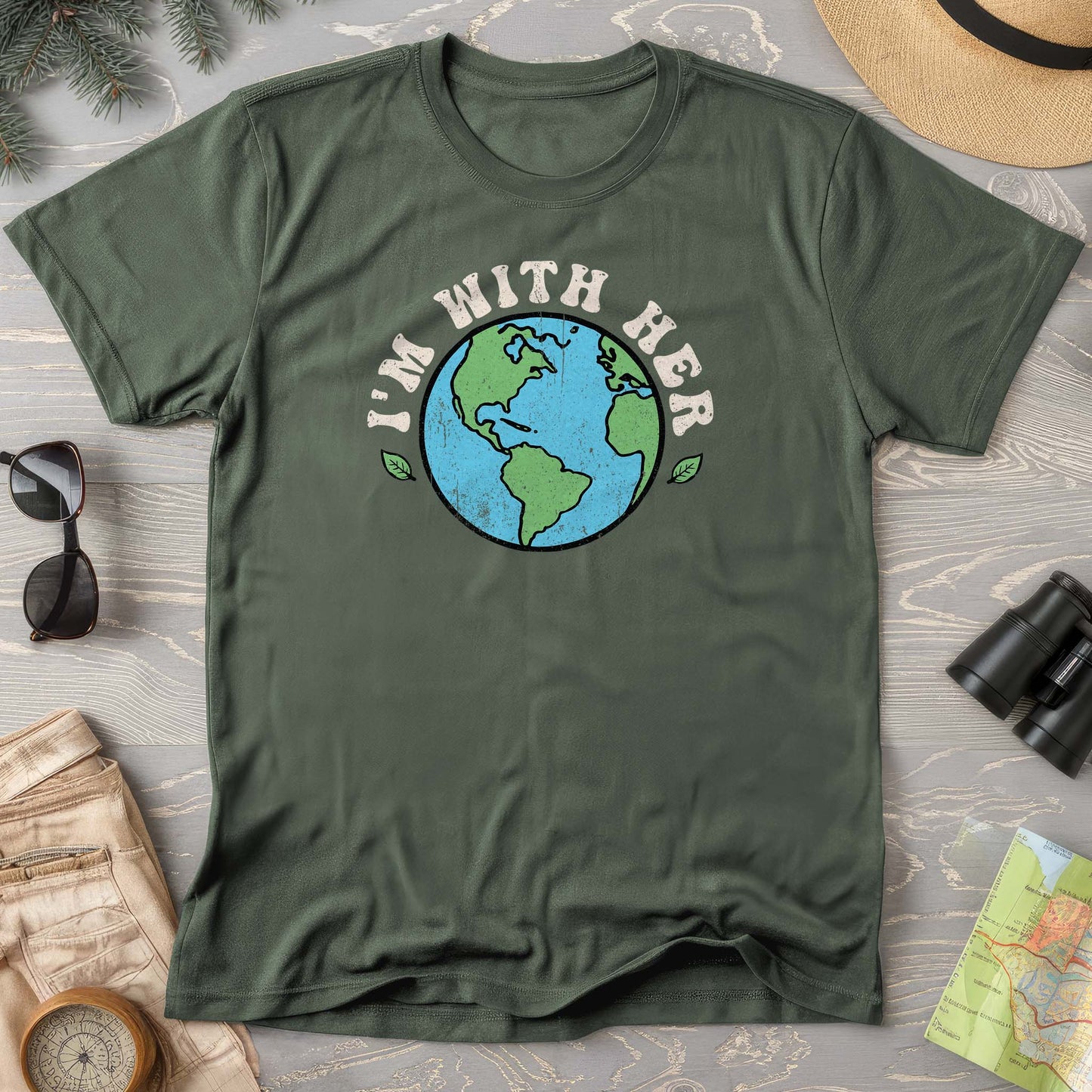 I'm With Her Earth T-Shirt