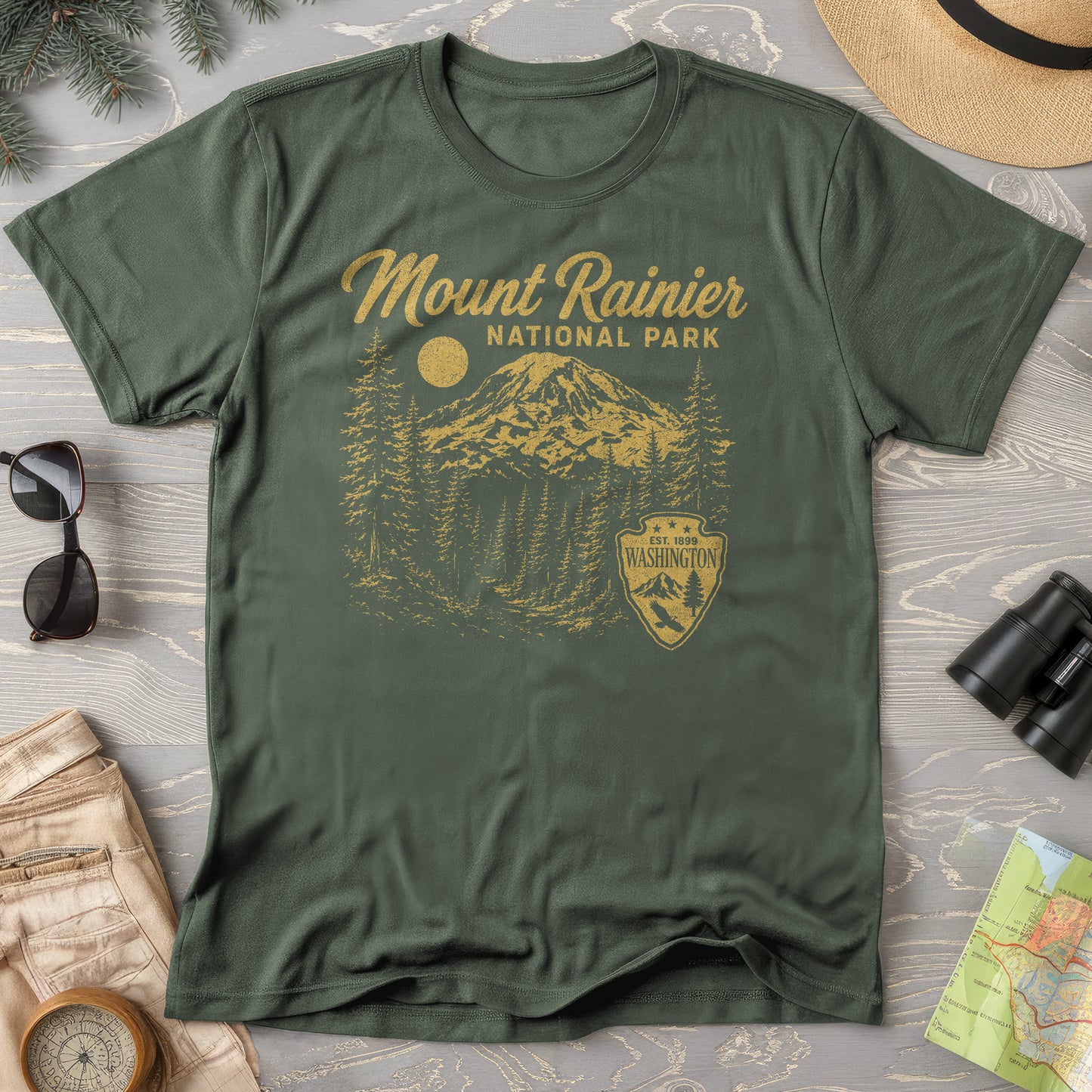 Mount Rainier Vintage Sketch T-Shirt