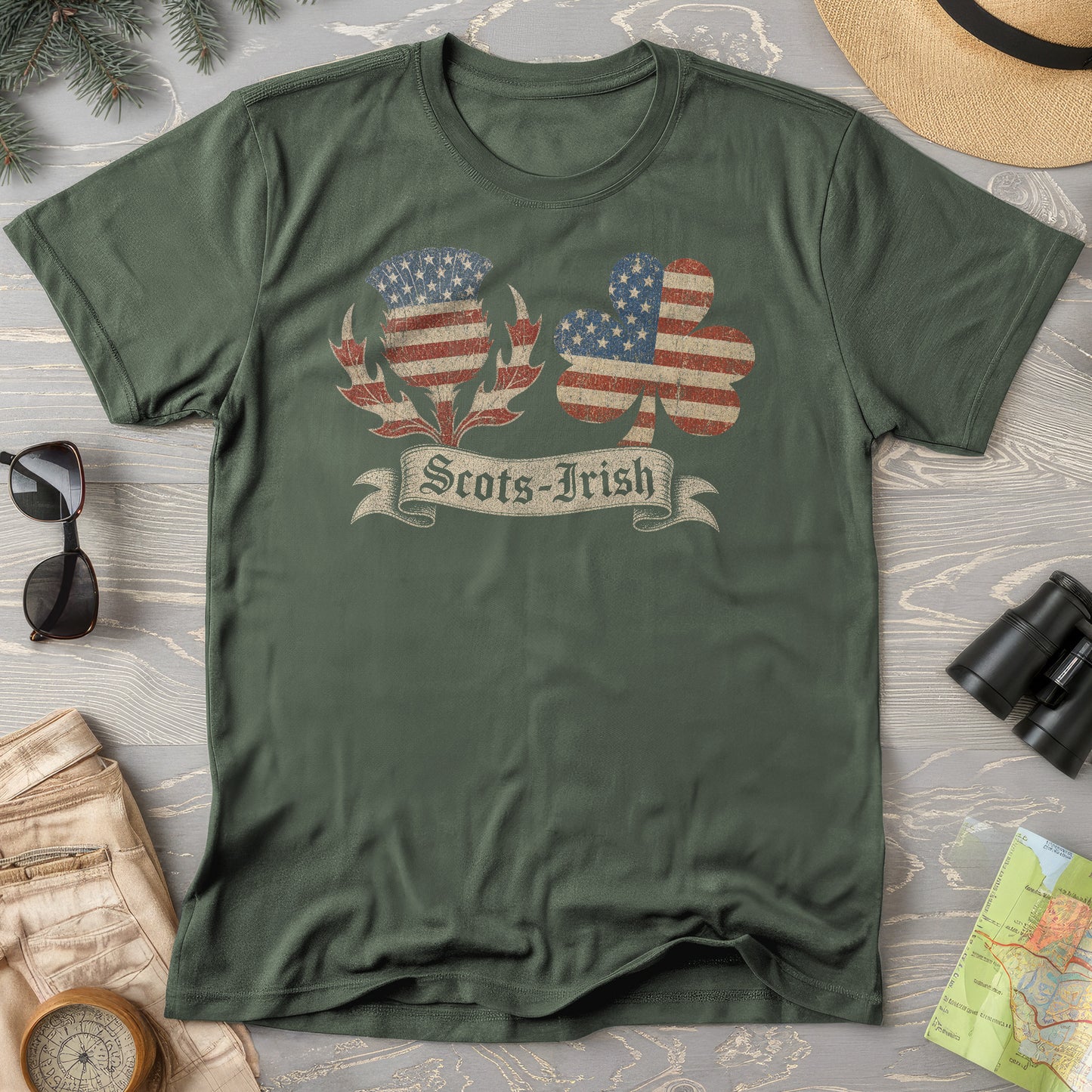 Scots-Irish Clover Thistle Flag T-Shirt