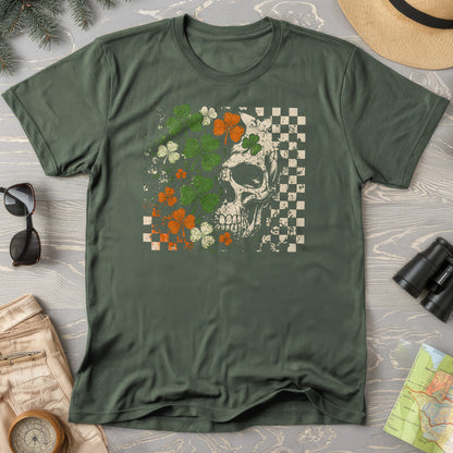 Shamrock Skull Check T-Shirt