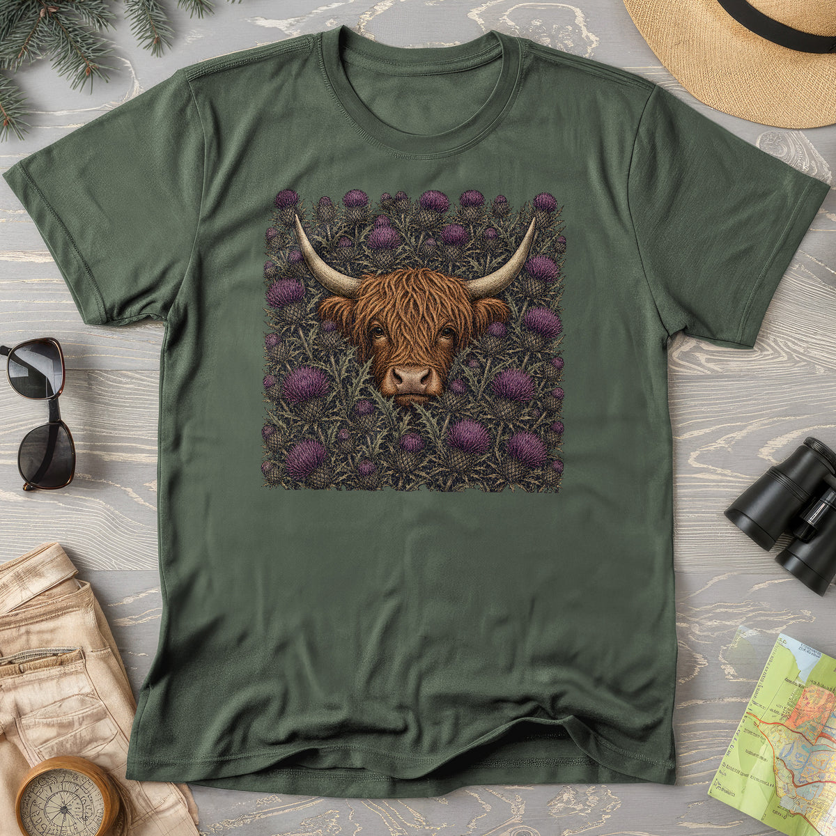 Highland Coo Thistle T-Shirt