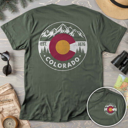 Colorado Flag Badge Textured Front/Back Comfort Colors T-Shirt