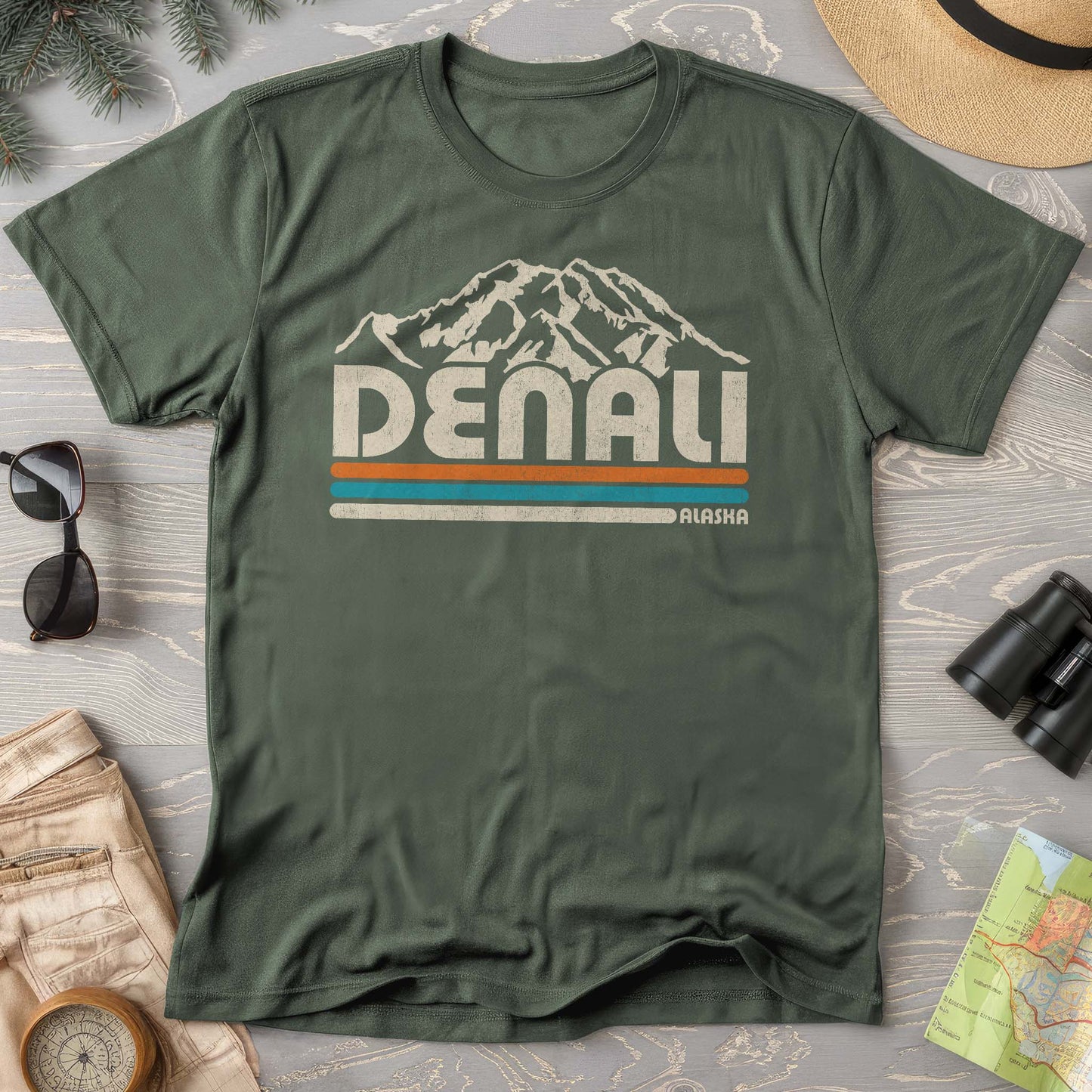 Bargain Bin Overstock! Denali Alaska Retro Stripe Comfort Colors T-Shirt