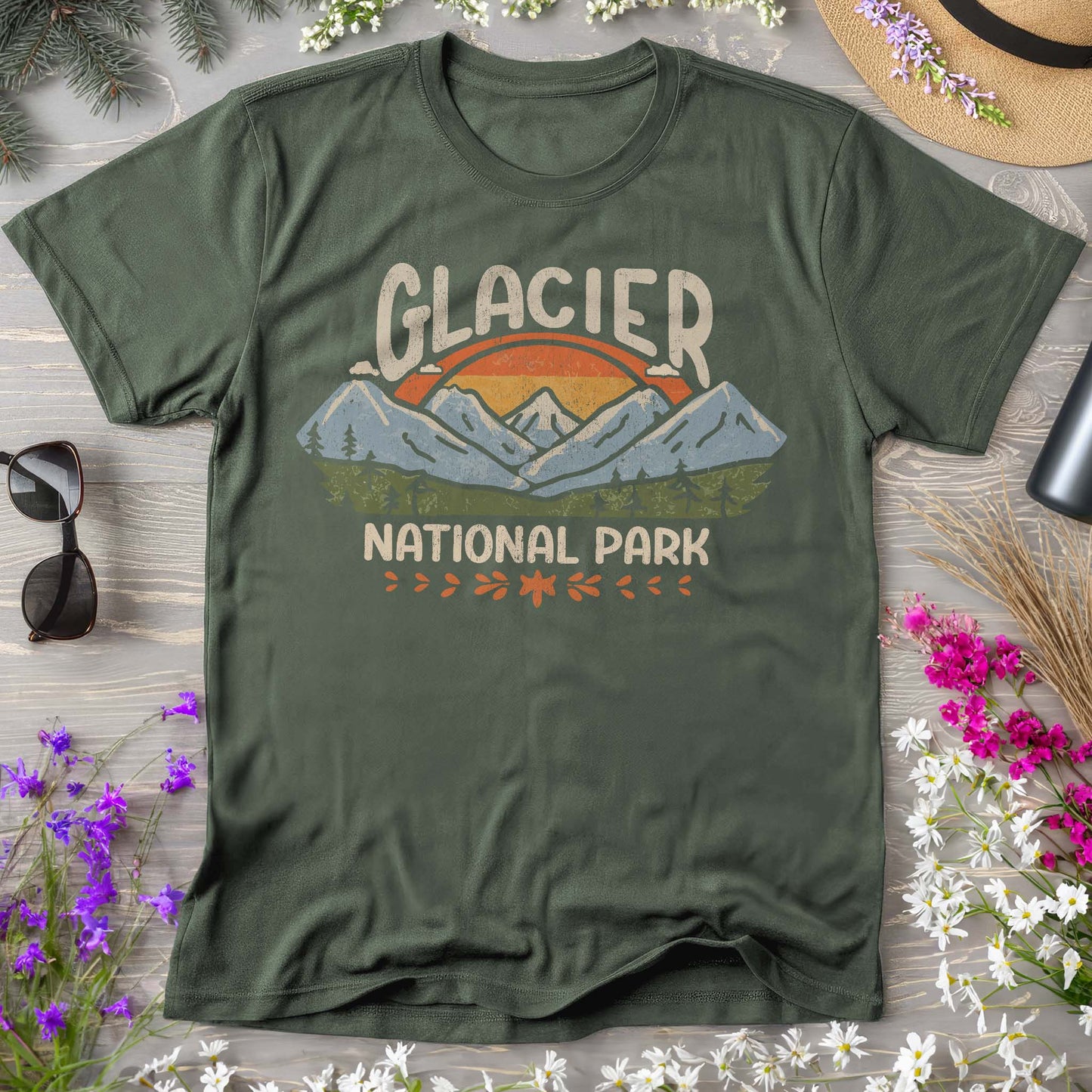 Glacier National Park "Sunny Mountains" Comfort Colors T-Shirt