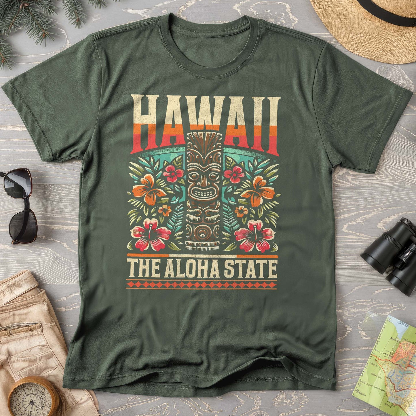 Hawaii The Aloha State "Tiki" Comfort Colors T-Shirt