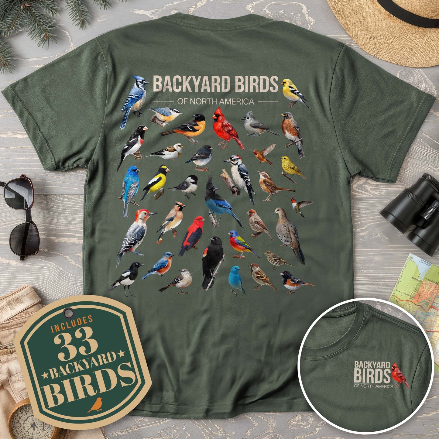 Backyard Birds Front/Back Print Comfort Colors T-Shirt