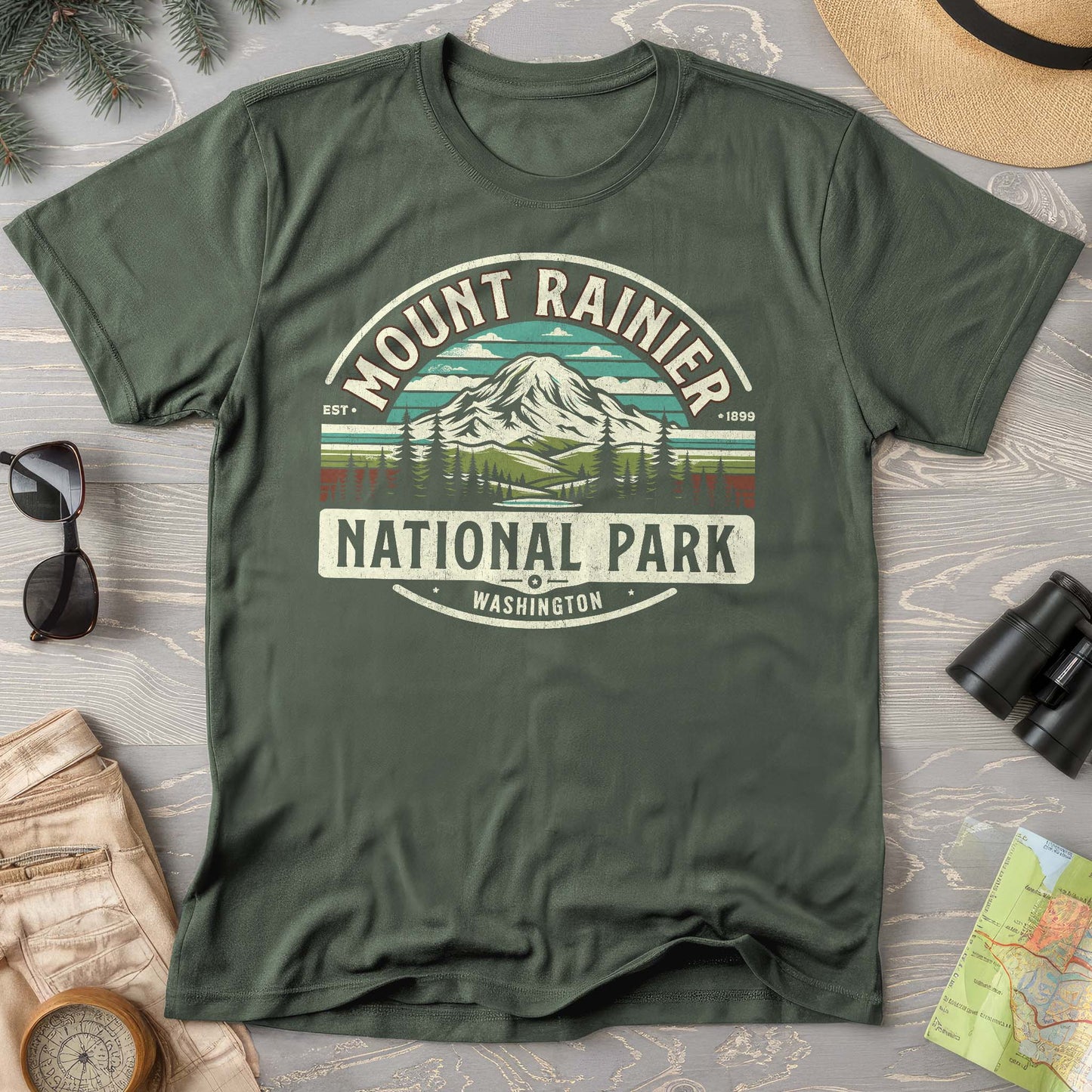 Mount Rainier National Park "Vintage Badge" T-Shirt