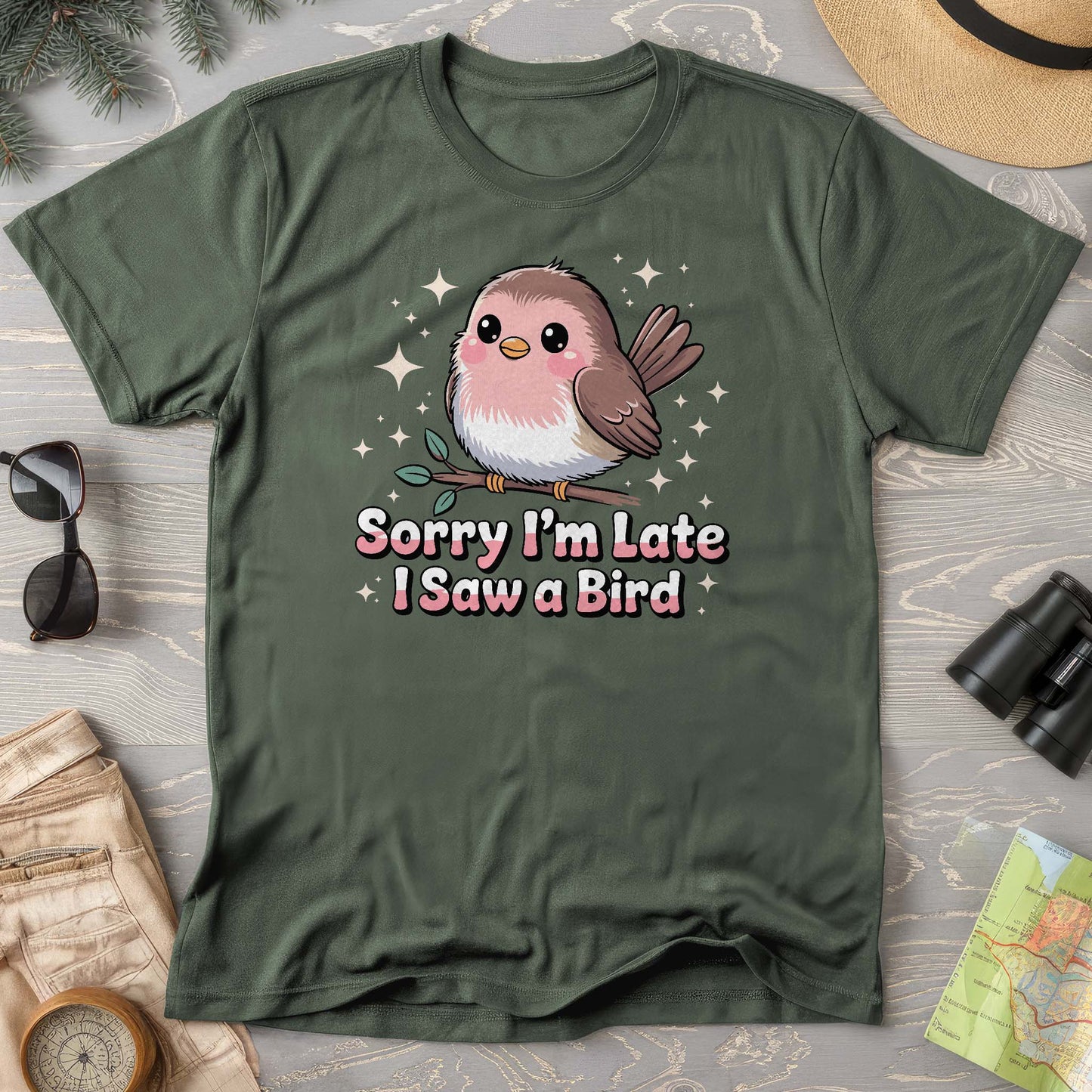 I Saw a Bird Kawaii Style Comfort Colors T-Shirt
