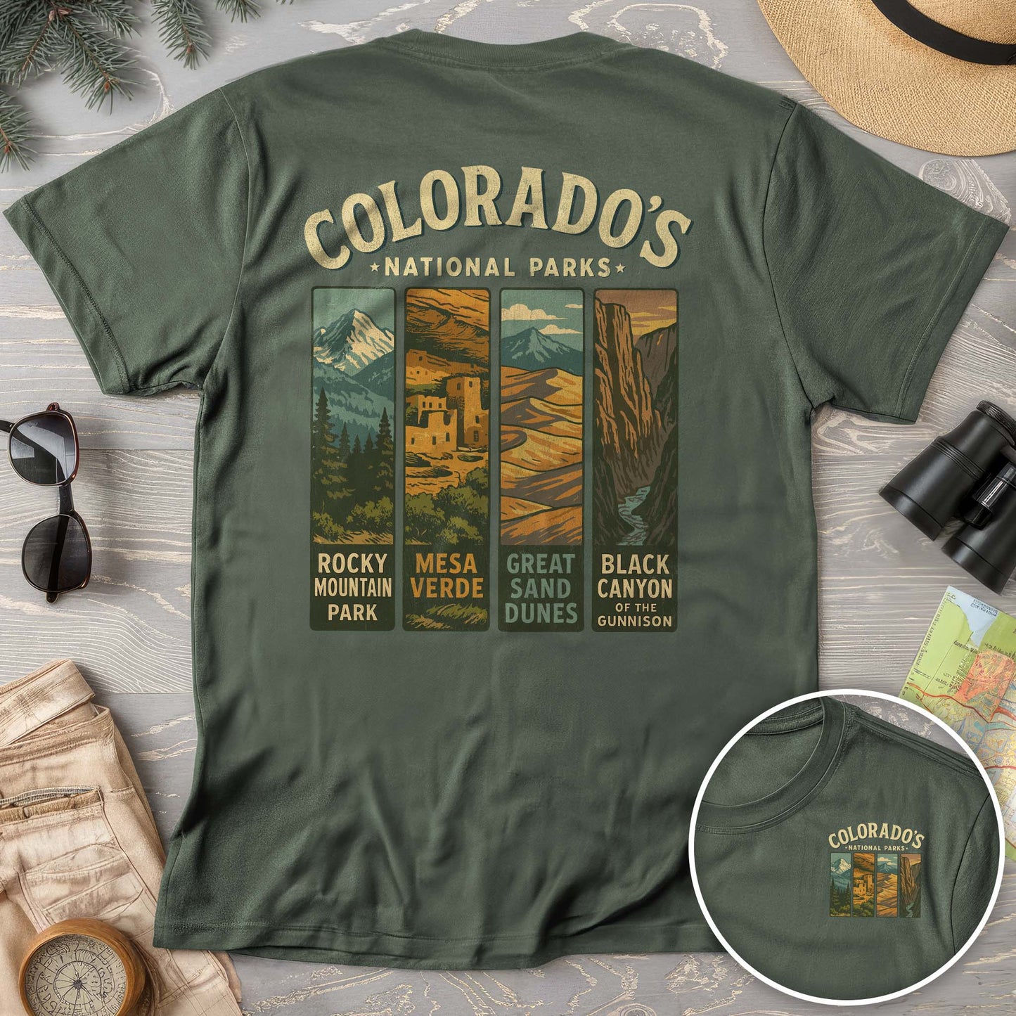 Colorado National Parks Vertical Front/Back Print Comfort Colors T-Shirt