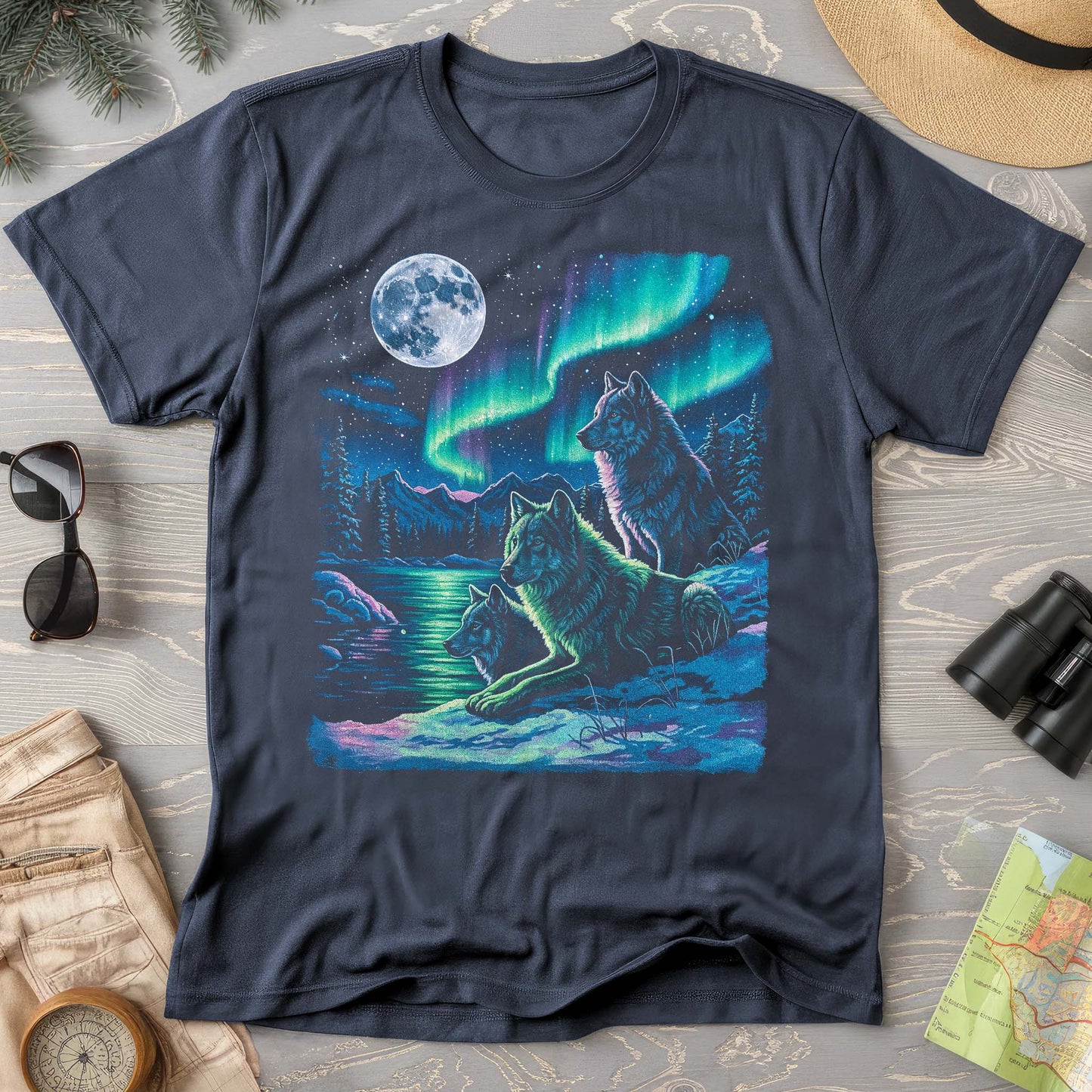 Northern Lights "Night Wolves" Comfort Colors T-Shirt