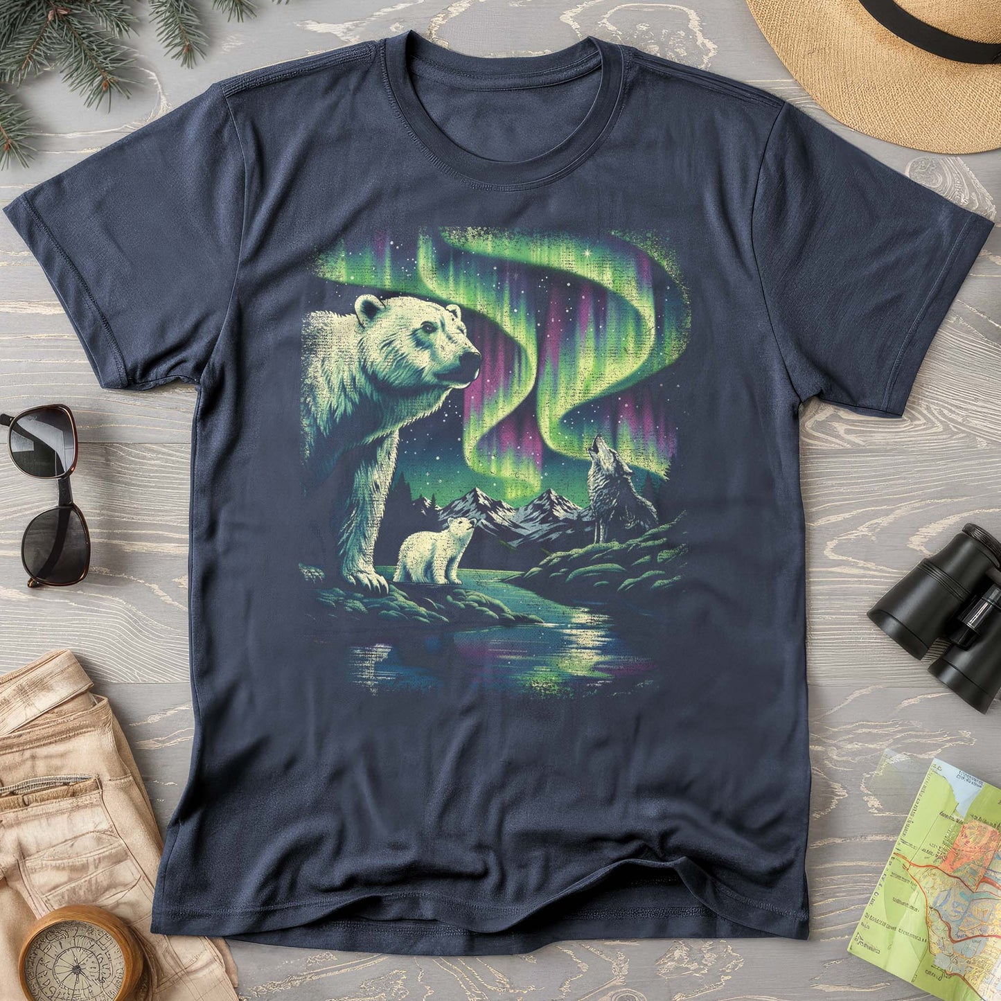 Northern Lights Polar Bears T-shirt