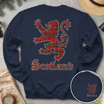 Scotland Tartan Lion Front/Back Print Sweatshirt
