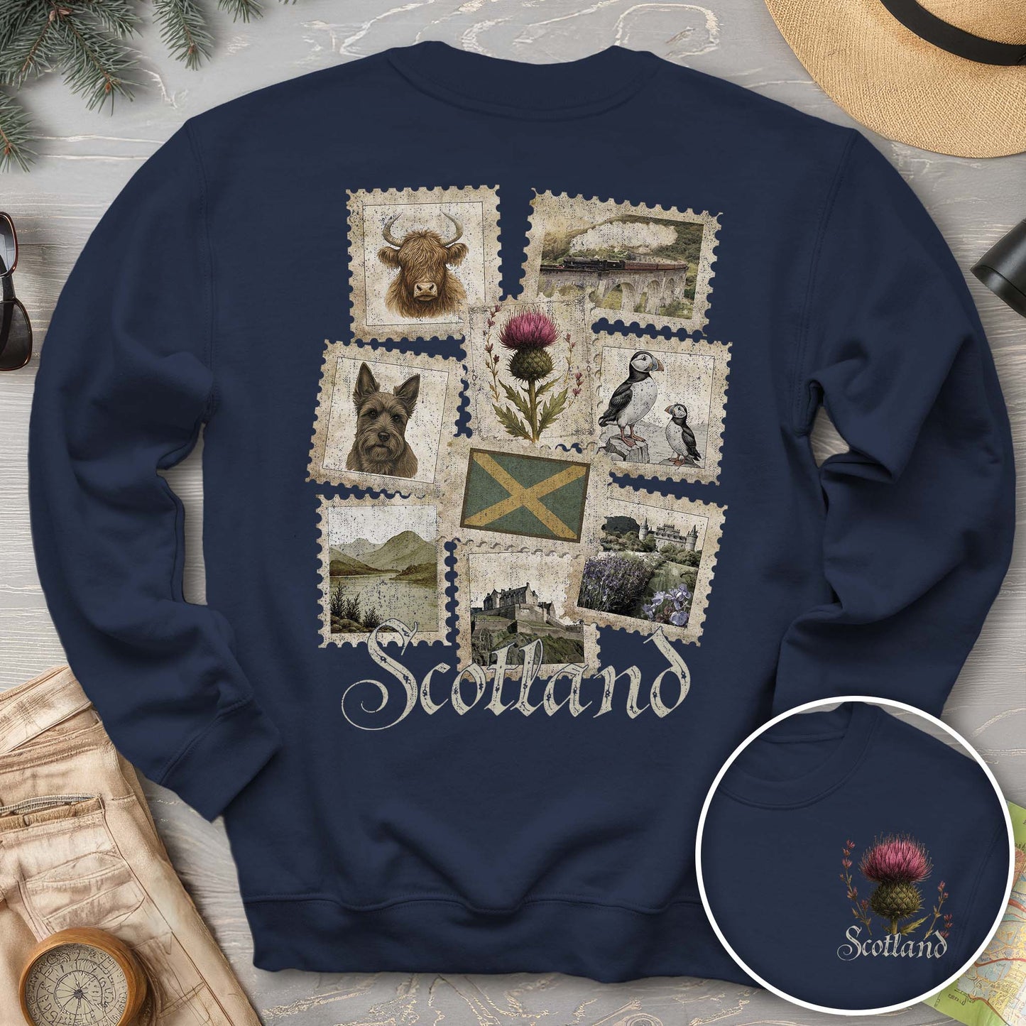 Scotland Vintage Stamps Sweatshirt