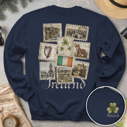 Ireland Vintage Stamps Front/Back Print Sweatshirt