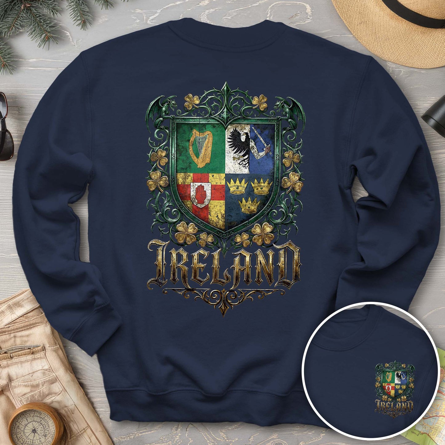 Irish Gothic Arms Front/Back Print Sweatshirt