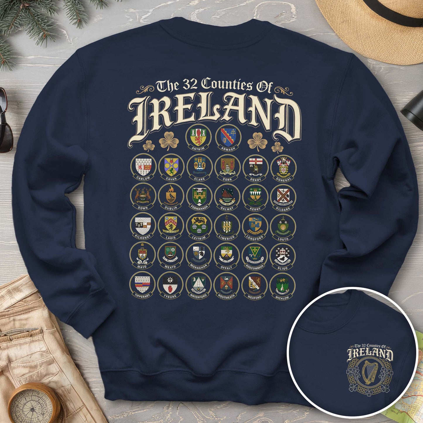 Ireland County Crests Front/Back Print Sweatshirt