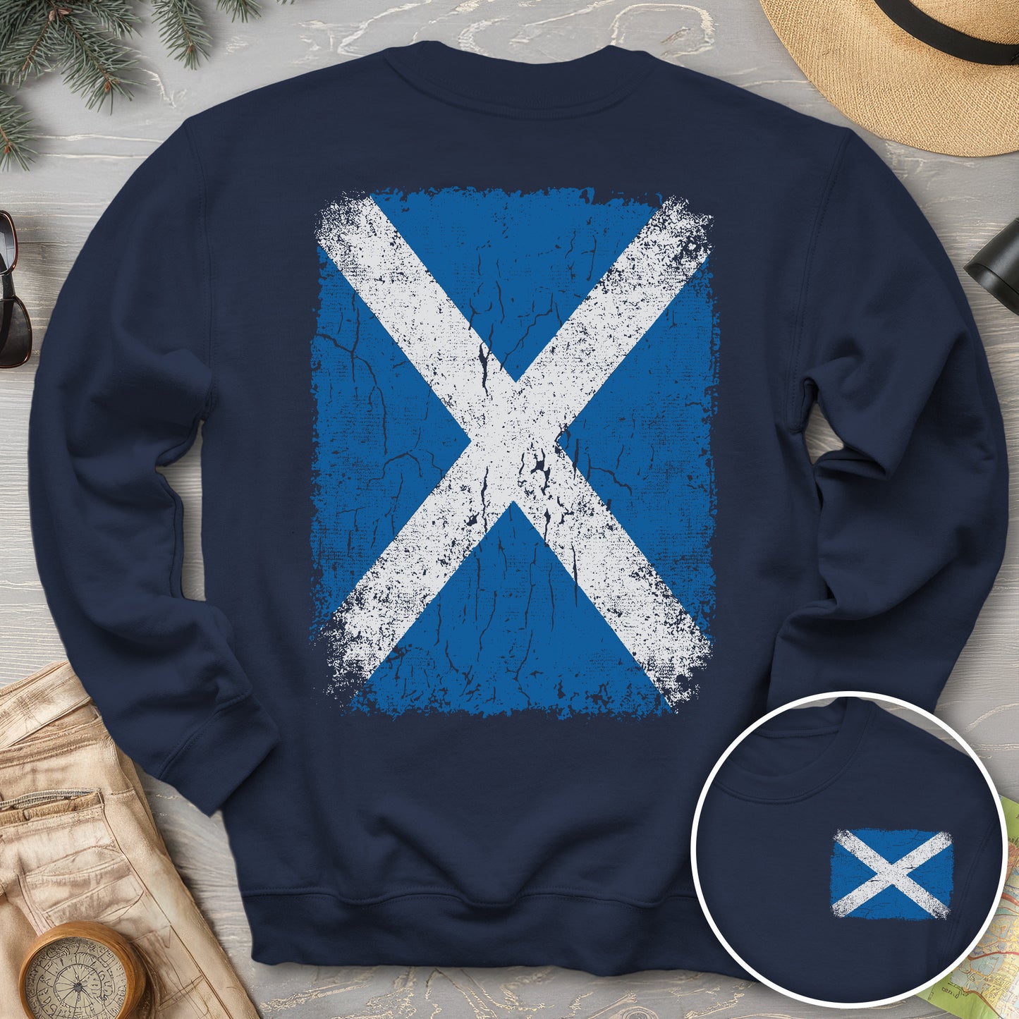 Scotland Distressed Flag Front/Back Print Sweatshirt