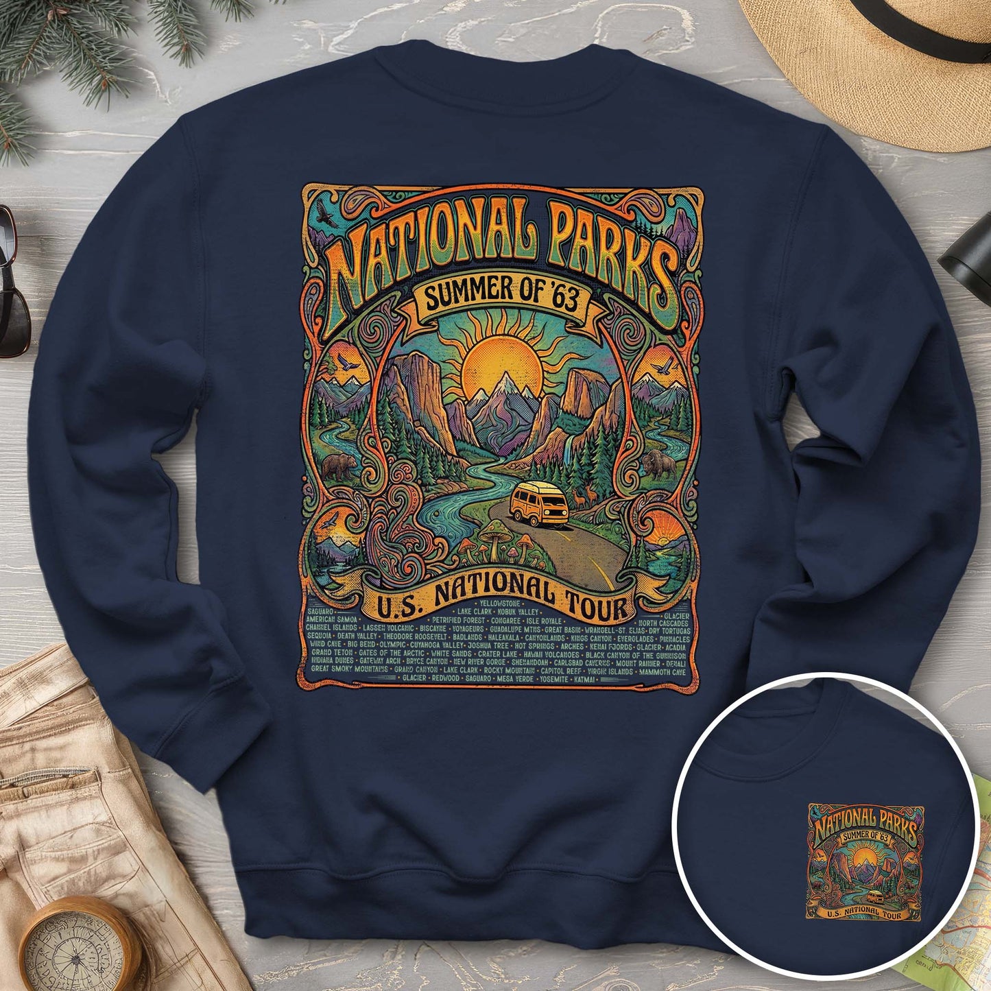 National Parks Summer Tour Front/Back Print Sweatshirt
