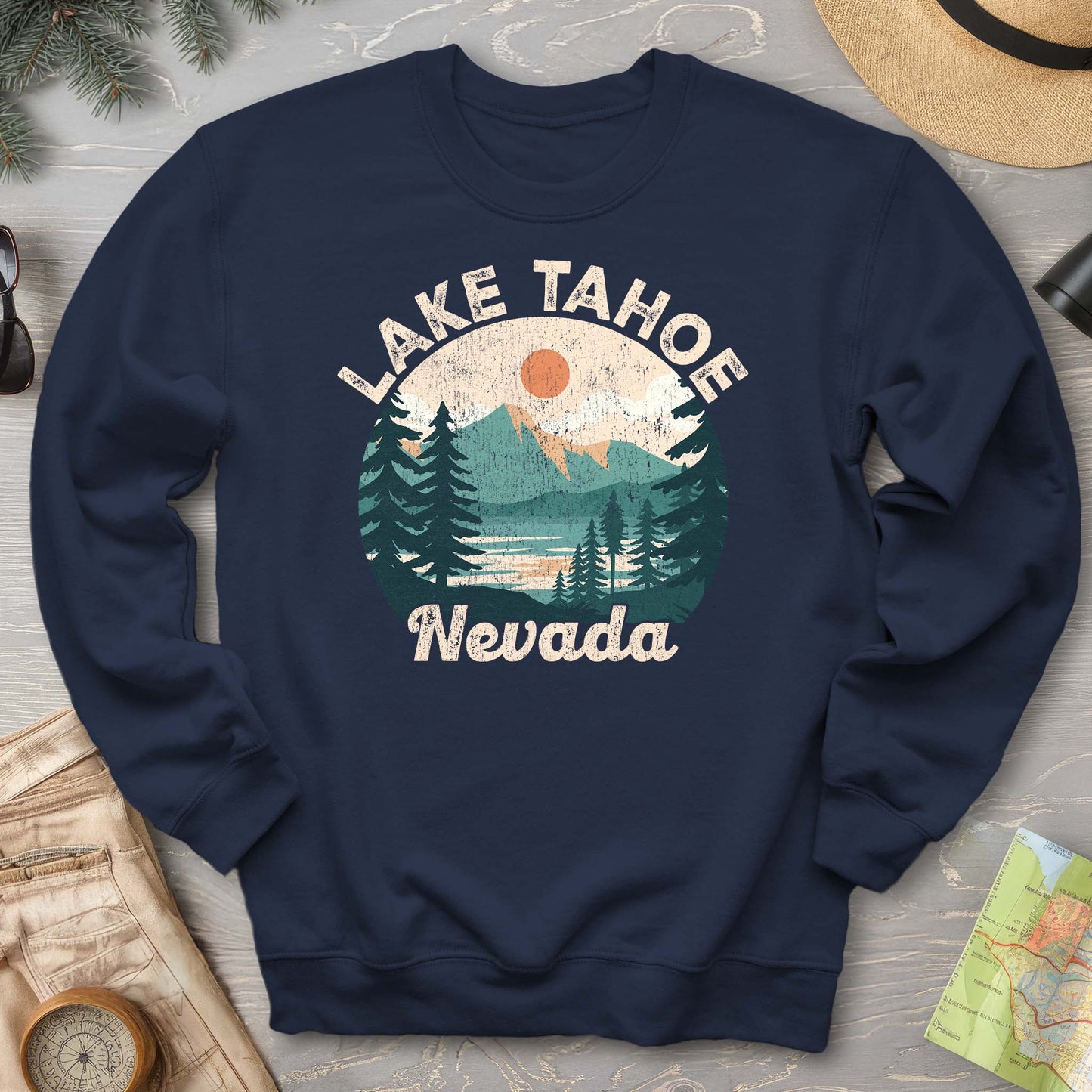 Lake Tahoe Nevada Vintage Circle Sweatshirt