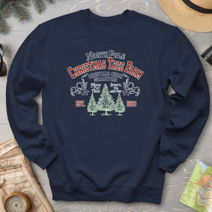 North Pole Christmas Tree Farm Vintage Print Sweatshirt