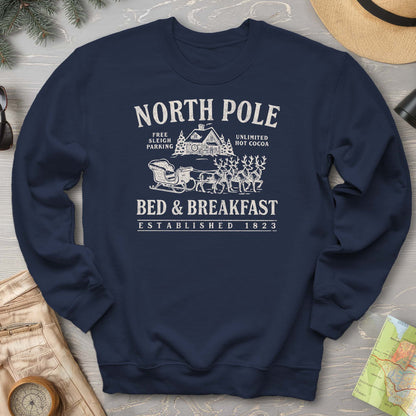 North Pole Bed and Breakfast Vintage Print Sweatshirt