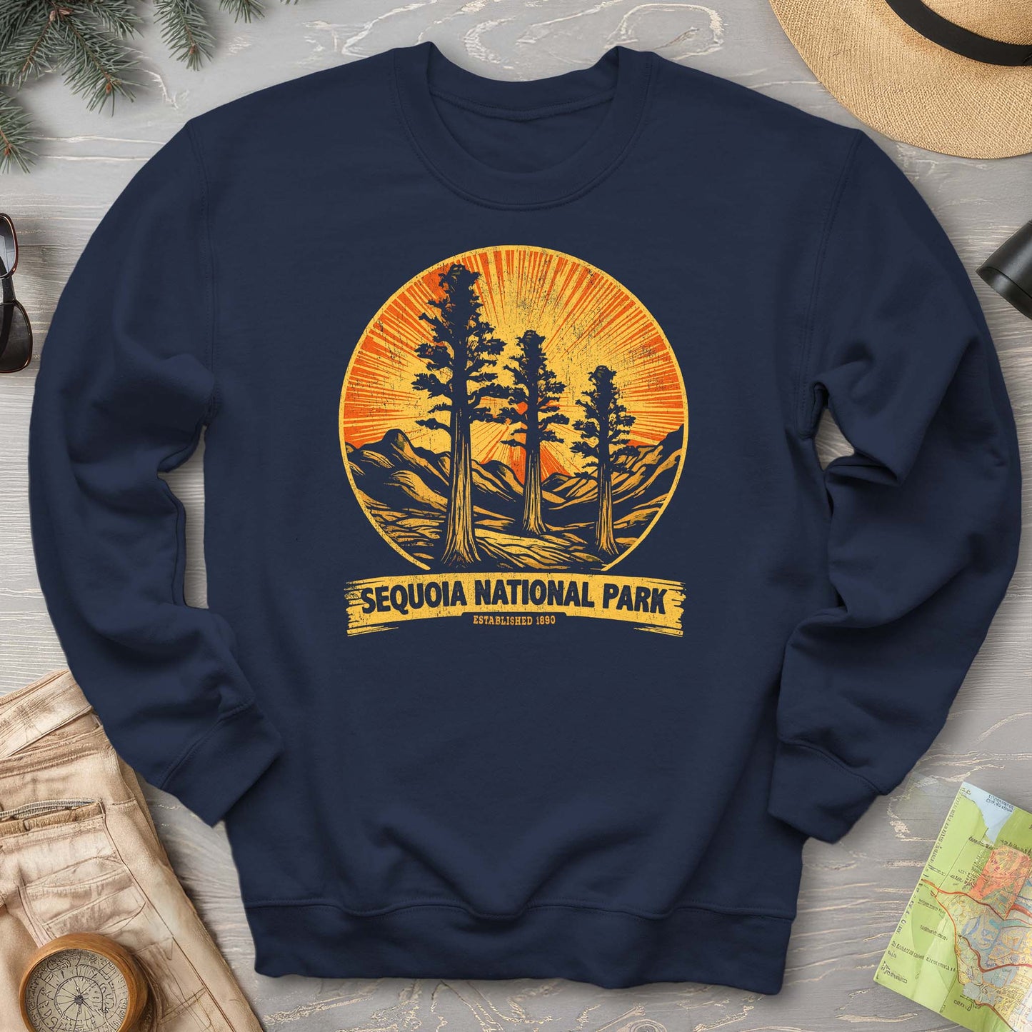 Sequoia 3 Trees Vintage Print Sweatshirt