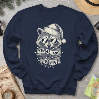 Feral and Festive Racoon Sweatshirt
