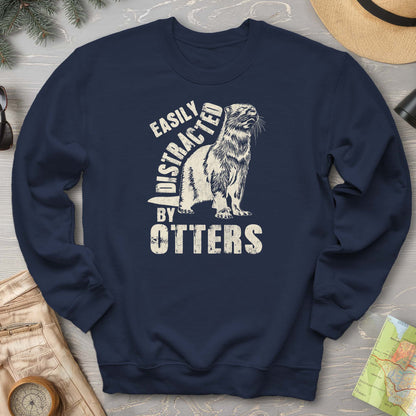 Easily Distracted By Otters Vintage Print Sweatshirt