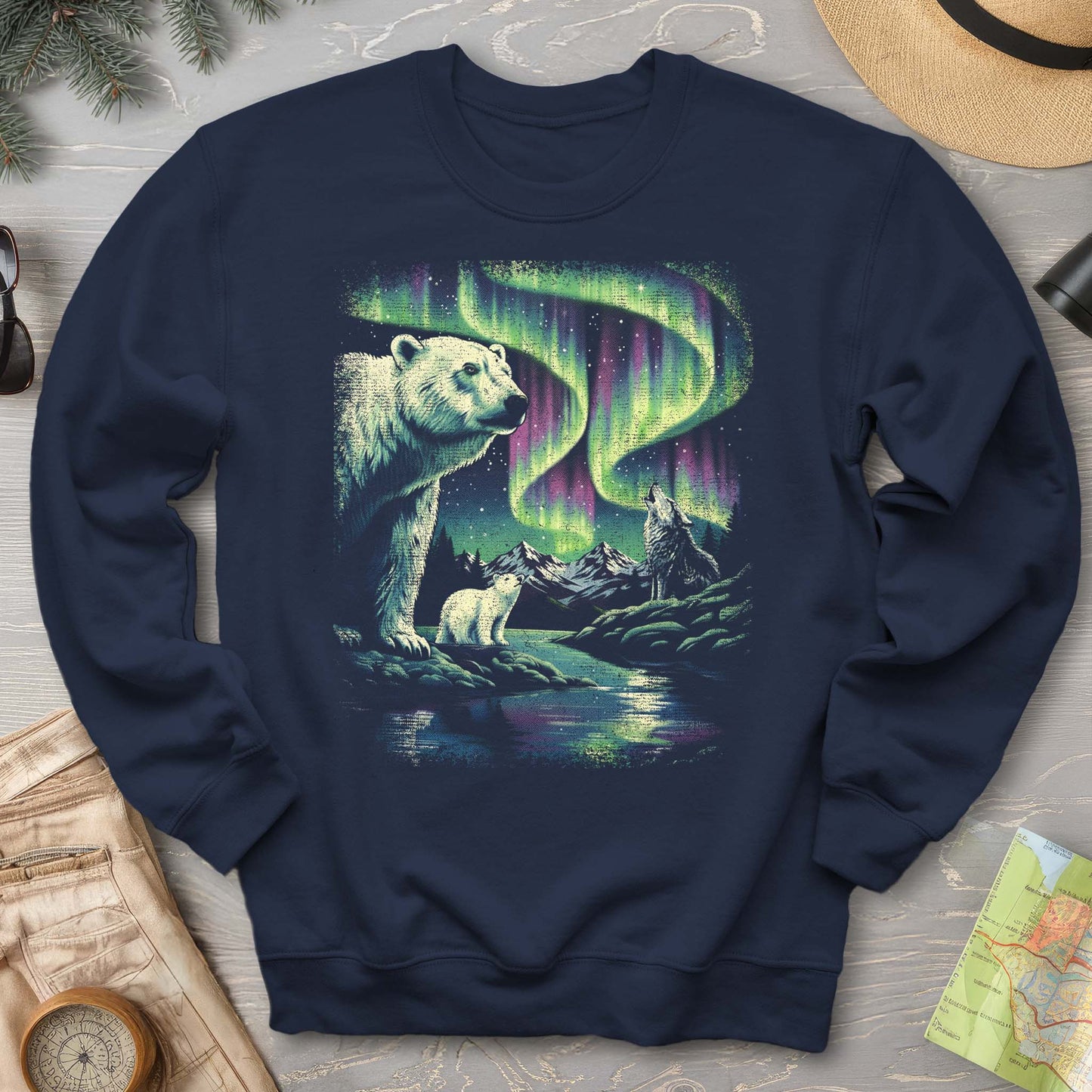 Northern Lights Polar Bears Sweatshirt