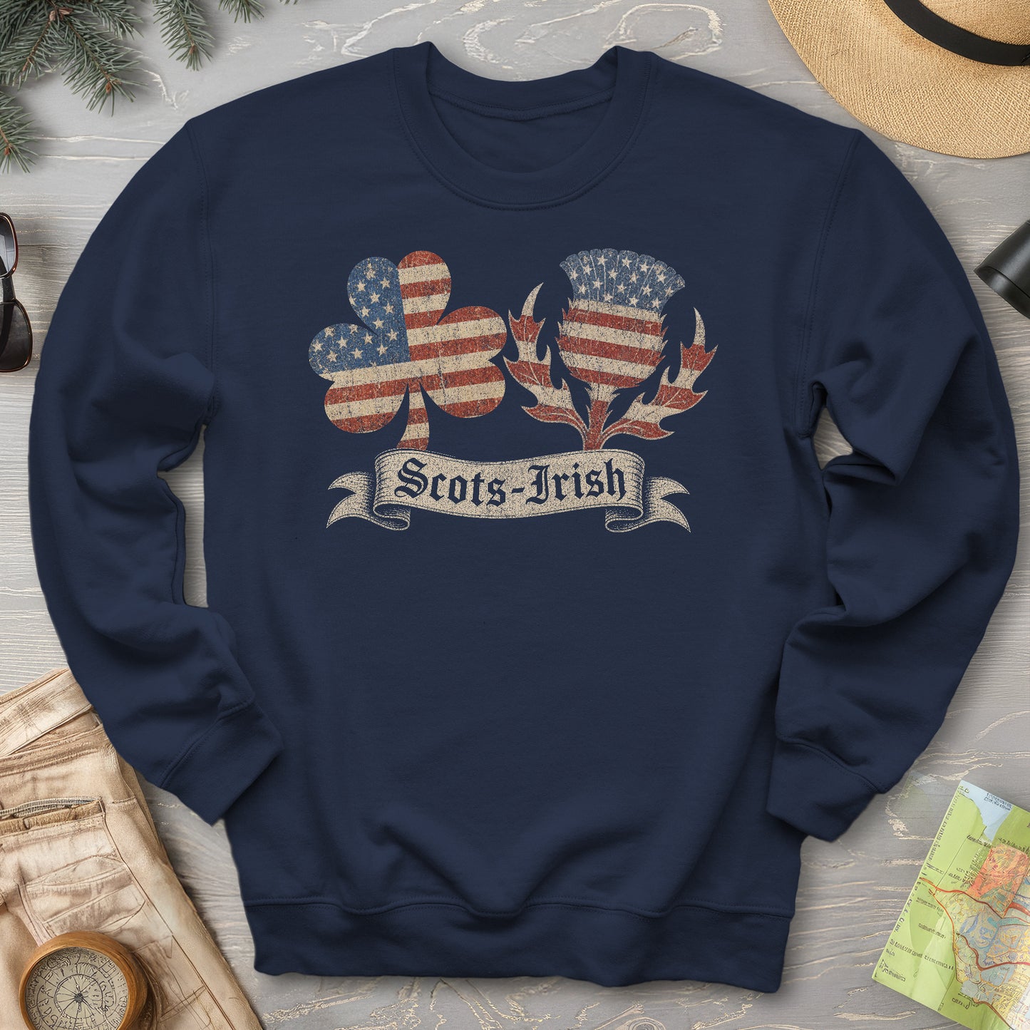 Scots-Irish Clover Thistle Flag Sweatshirt