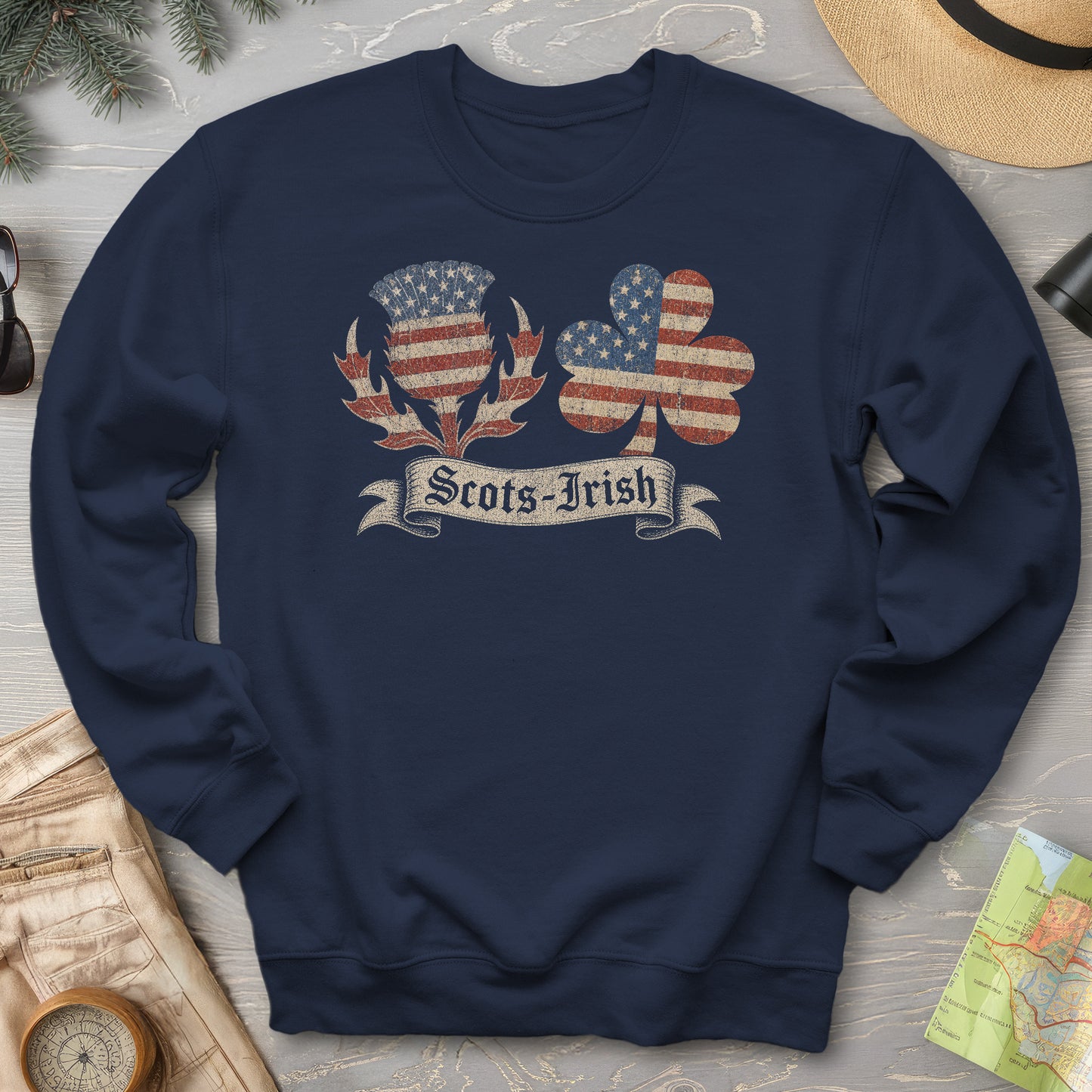 Scots-Irish Clover Thistle Flag Sweatshirt