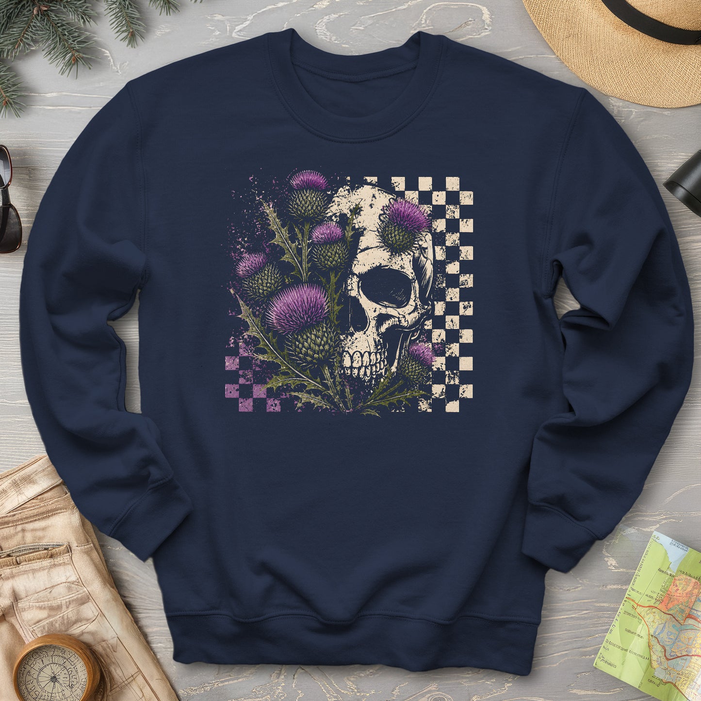 Thistle Skull Check Sweatshirt