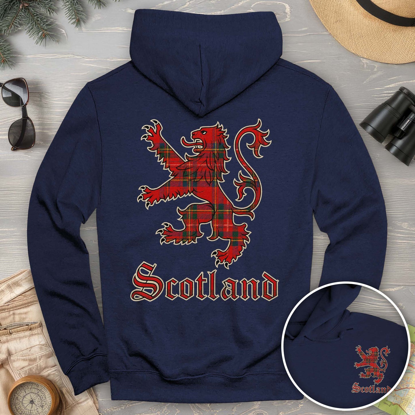 Scotland Tartan Lion Front/Back Print Hoodie