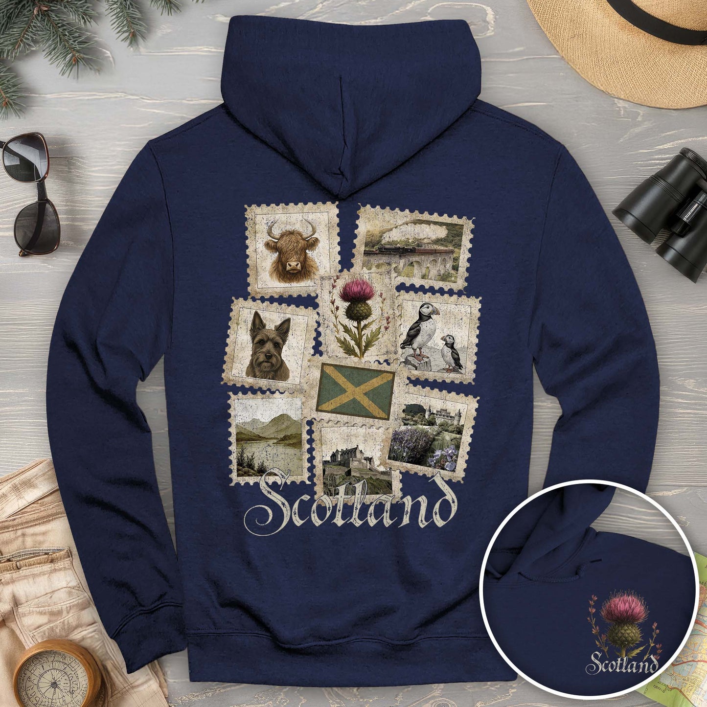 Scotland Vintage Stamps Hoodie