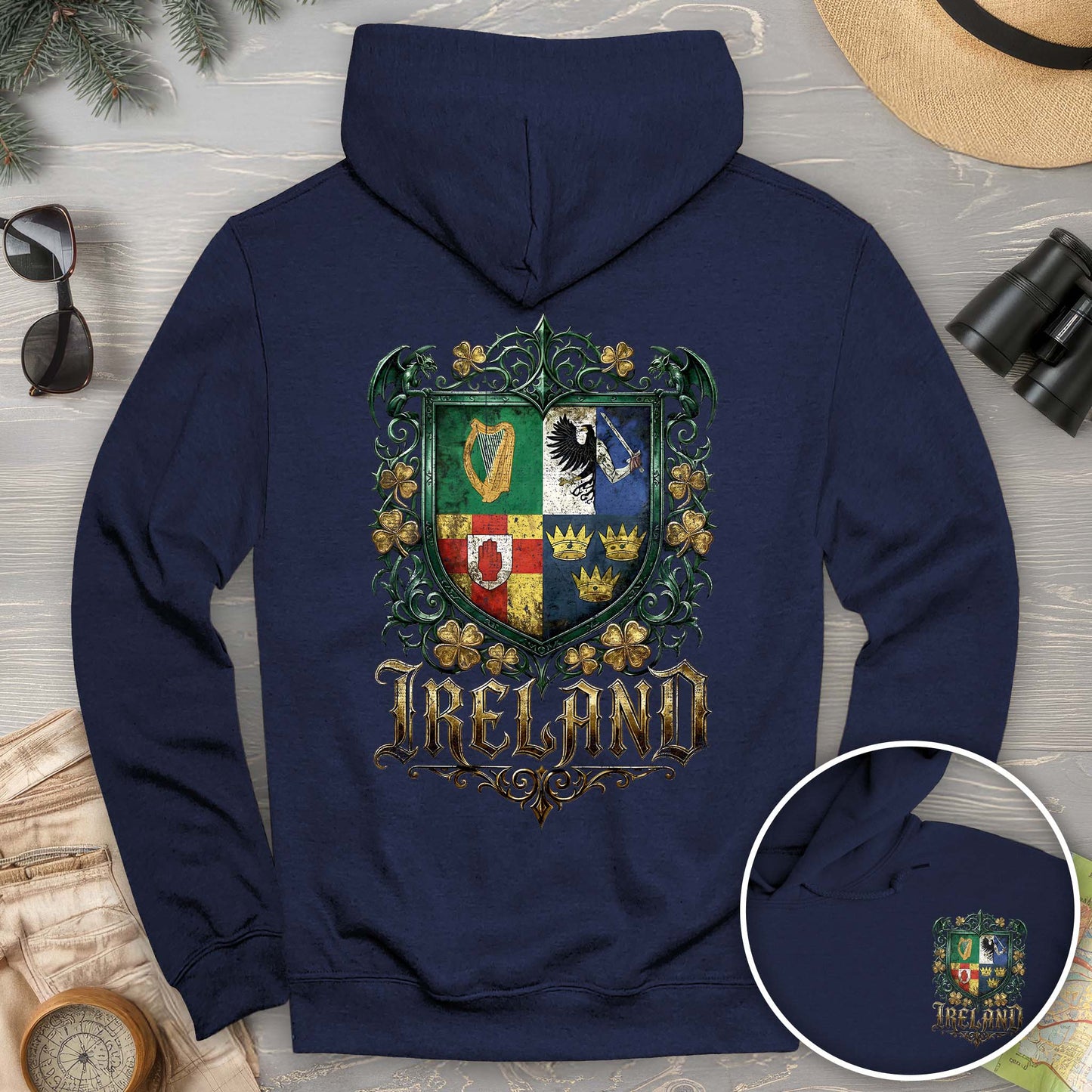 Irish Gothic Arms Front/Back Print Hoodie