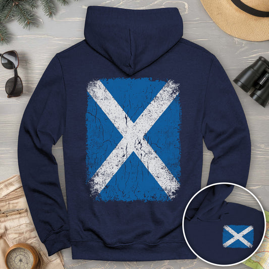 Scotland Distressed Flag Front/Back Print Hoodie