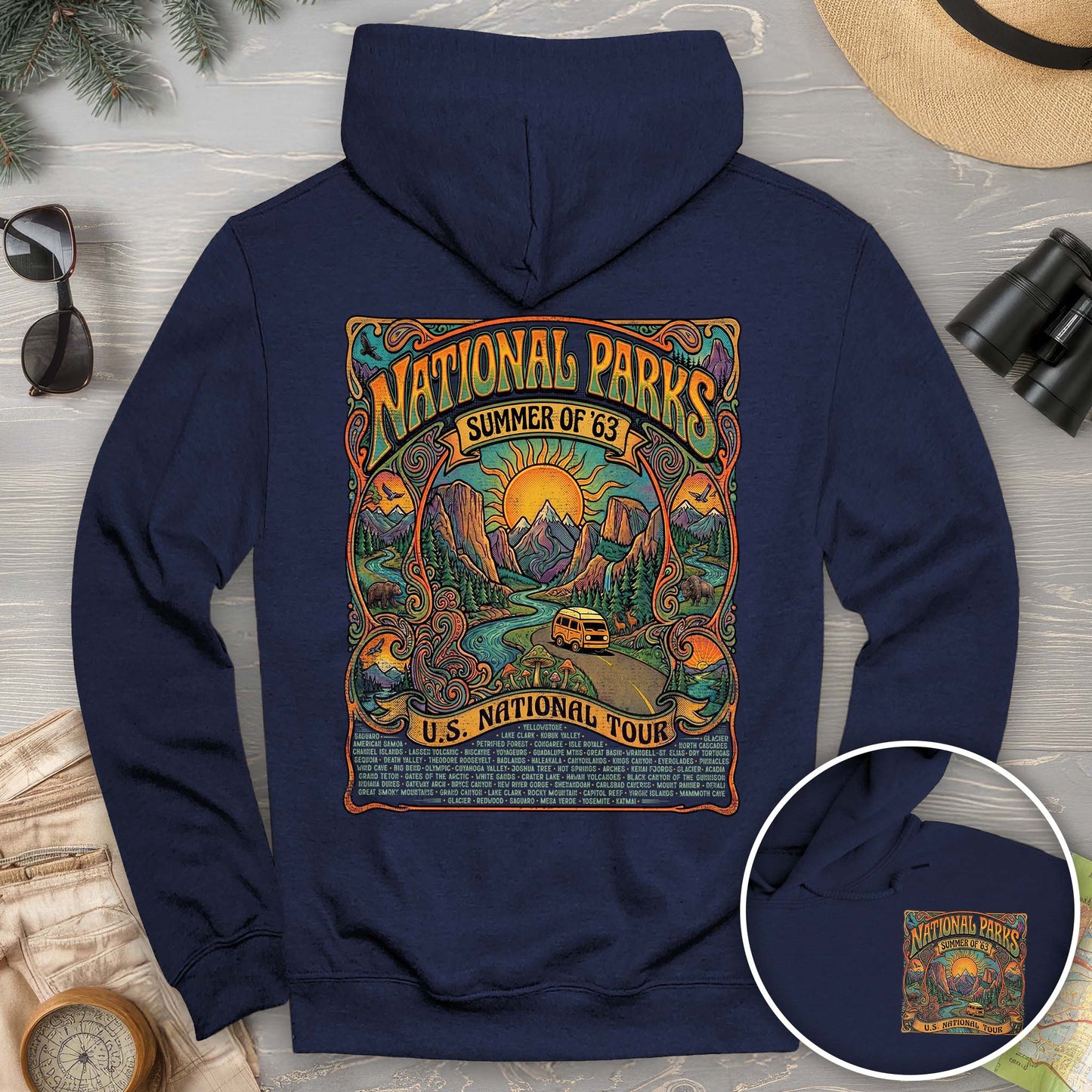 National Parks Summer Tour Front/Back Print Hoodie
